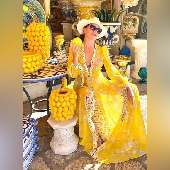 Other - Elegant Bohemian Floral Tropical Print Long Sleeve Maxi Swimsuit Coverup Kimono